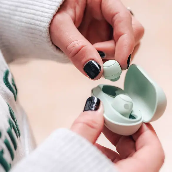 Earbuds are wireless earphones that connect to your phone via bluetooth. The earbuds charge automatically in the supplied case, so you can enjoy your favorite music or podcast on the go for hours! Earbuds are wireless earphones that connect to your phone via bluetooth. The earbuds charge automatically in the supplied case, so you can enjoy your favorite music or podcast on the go for hours!