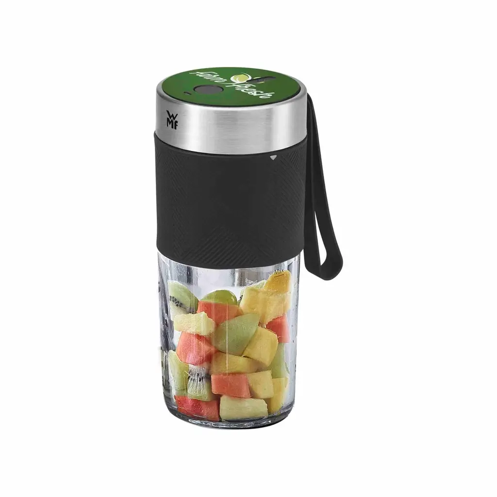 WMF KITCHENminis Mix on the Go Fresh smoothies within 40 seconds Charge with USB cable Only 500 grams and easily fits in your bag Made of Cromargan® The WMF KITCHENminis Mix on the Go can be personalised with an engraving, a Max Print on the top and a sleeve. WMF KITCHENminis Mix on the Go Fresh smoothies within 40 seconds Charge with USB cable Only 500 grams and easily fits in your bag Made of Cromargan® The WMF KITCHENminis Mix on the Go can be personalised with an engraving, a Max Print on the top and a sleeve.
